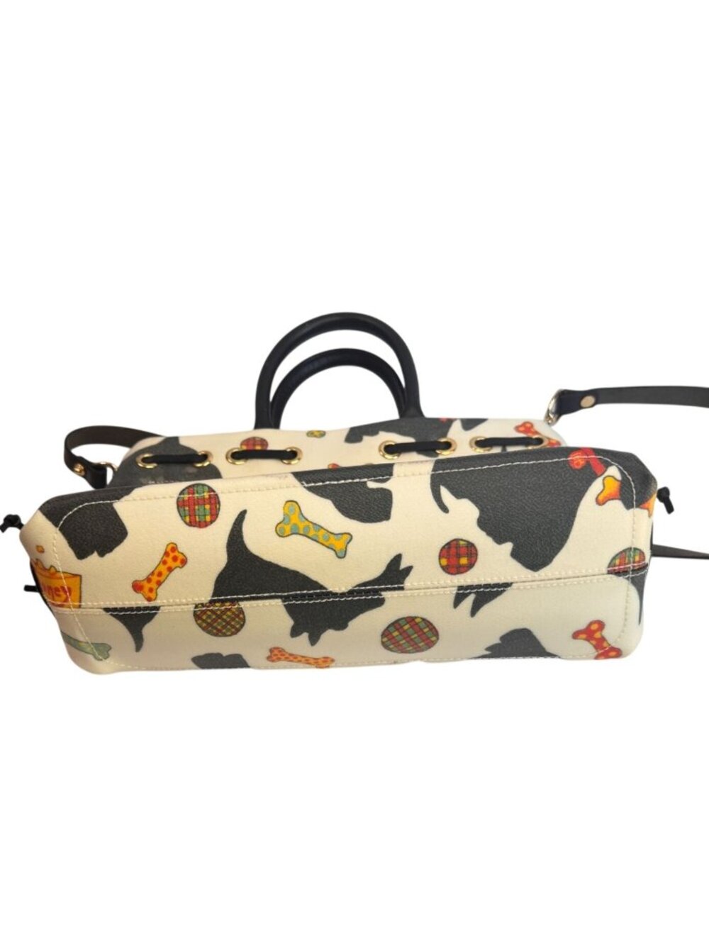 Dooney & Bourke Scottie Dog Satchel Handbag Cream Black Made USA Crossbody - Picture 8 of 9